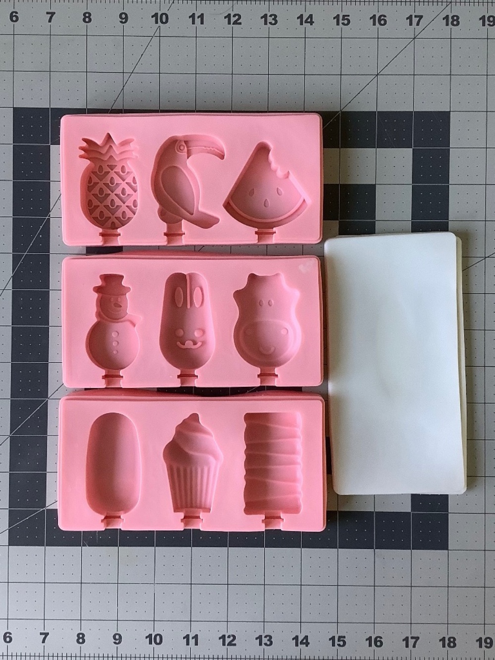 Set of 3 Silicone Popsicle Cake Mold Trays + Lid | Ice Cream Dessert Candy Mold